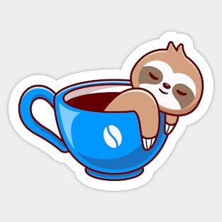 Cute sloth sleeping in coffee cup Sticker